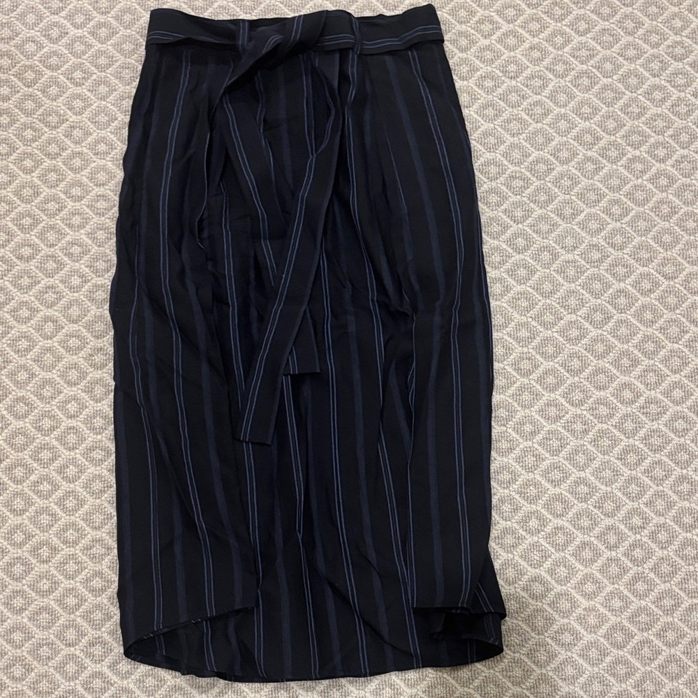 Vince Black and Blue Striped Pencil Skirt
